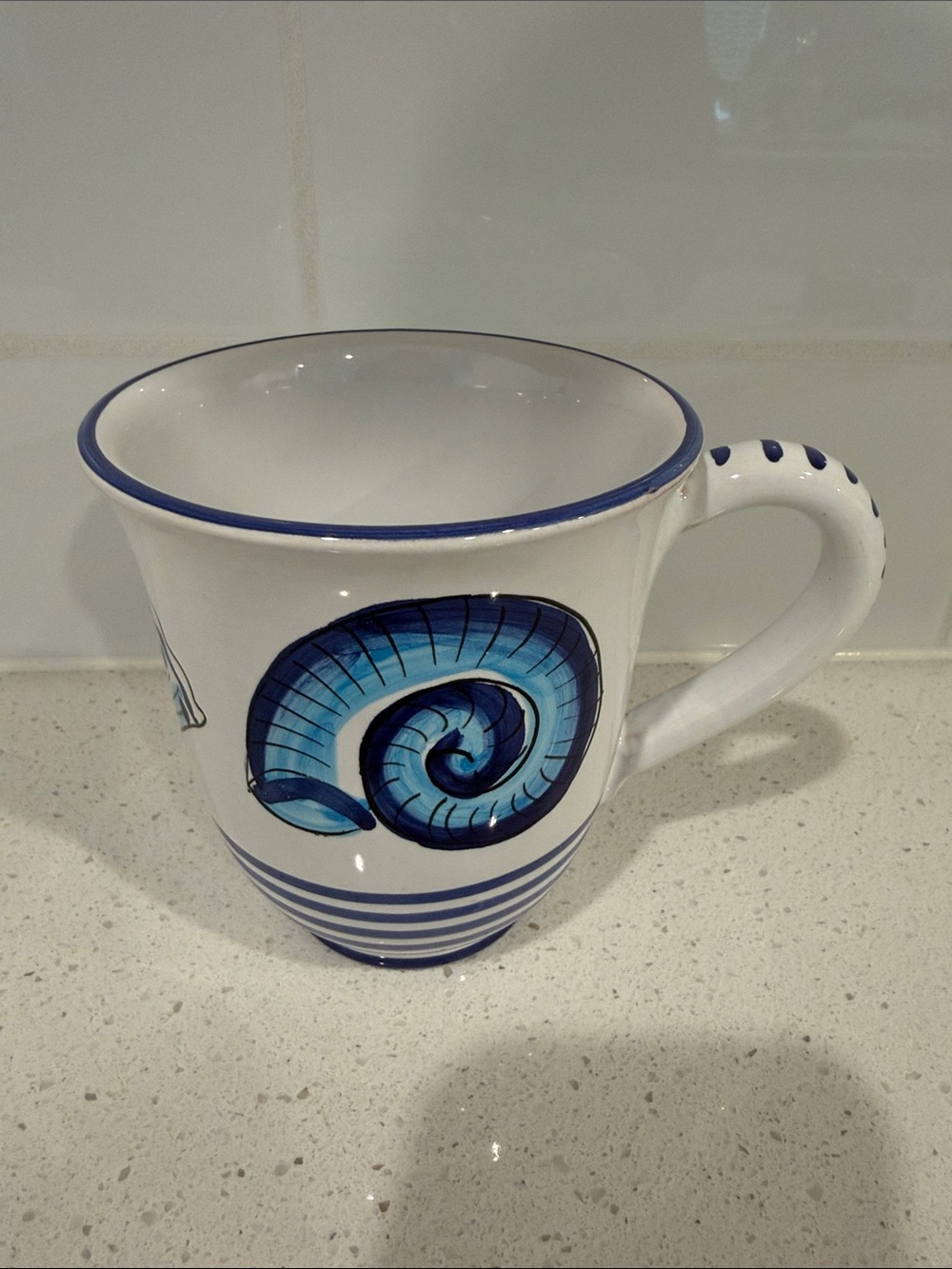 Starbucks Deruta Italy Blue Spiral Ram Horn Collector Mug HTF